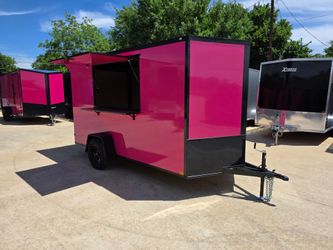 2027 New 6x12 SA Screwless Enclosed Vending Trailer | Blackout | Spoiler Package | .08 Polycor | Dexter Axle | Dallas | 1265 (PINK)