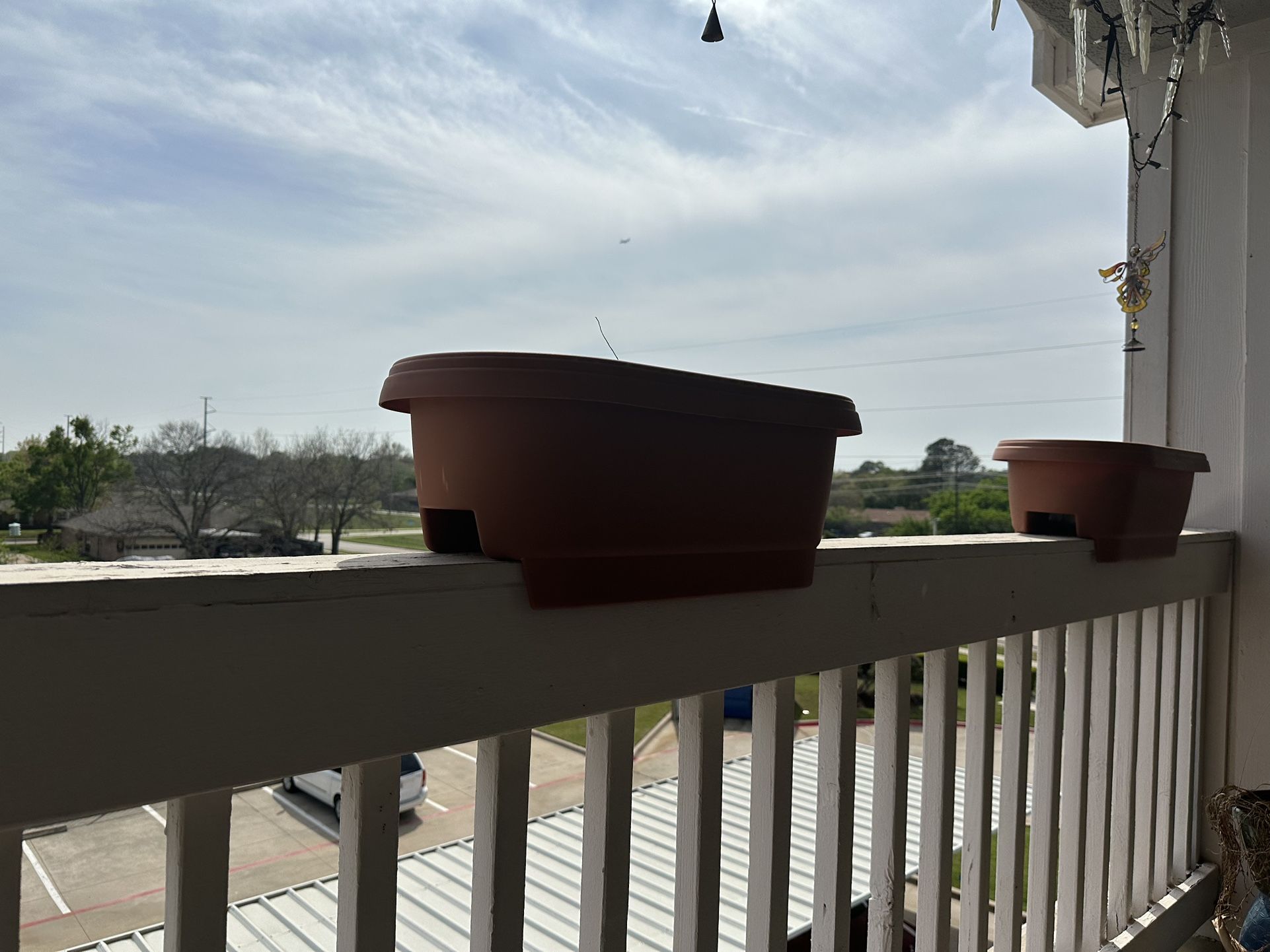 Three Oblong Planter Bannister With Lip 