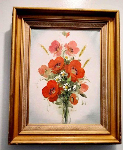 Vintage Poppy Painting 
