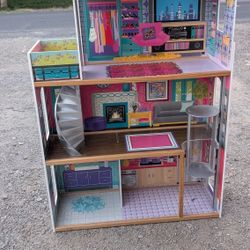 KidKraft Glitter Dream Girls Wood Pretend Play Dollhouse 65086