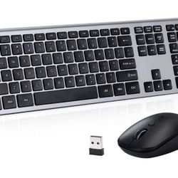 NEW! Wireless Keyboard Mouse Combo, Z-LITONG 2.4GHz Ultrathin Full-Size 109 Keys Keyboard and Ergonomic 3 Level Del Adjustable Silent Mouse with USB R