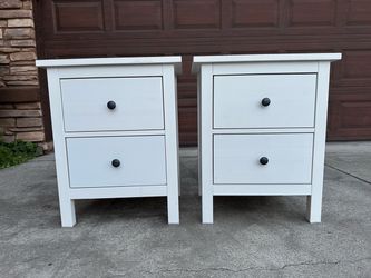 TWO white 2-drawer nightstands