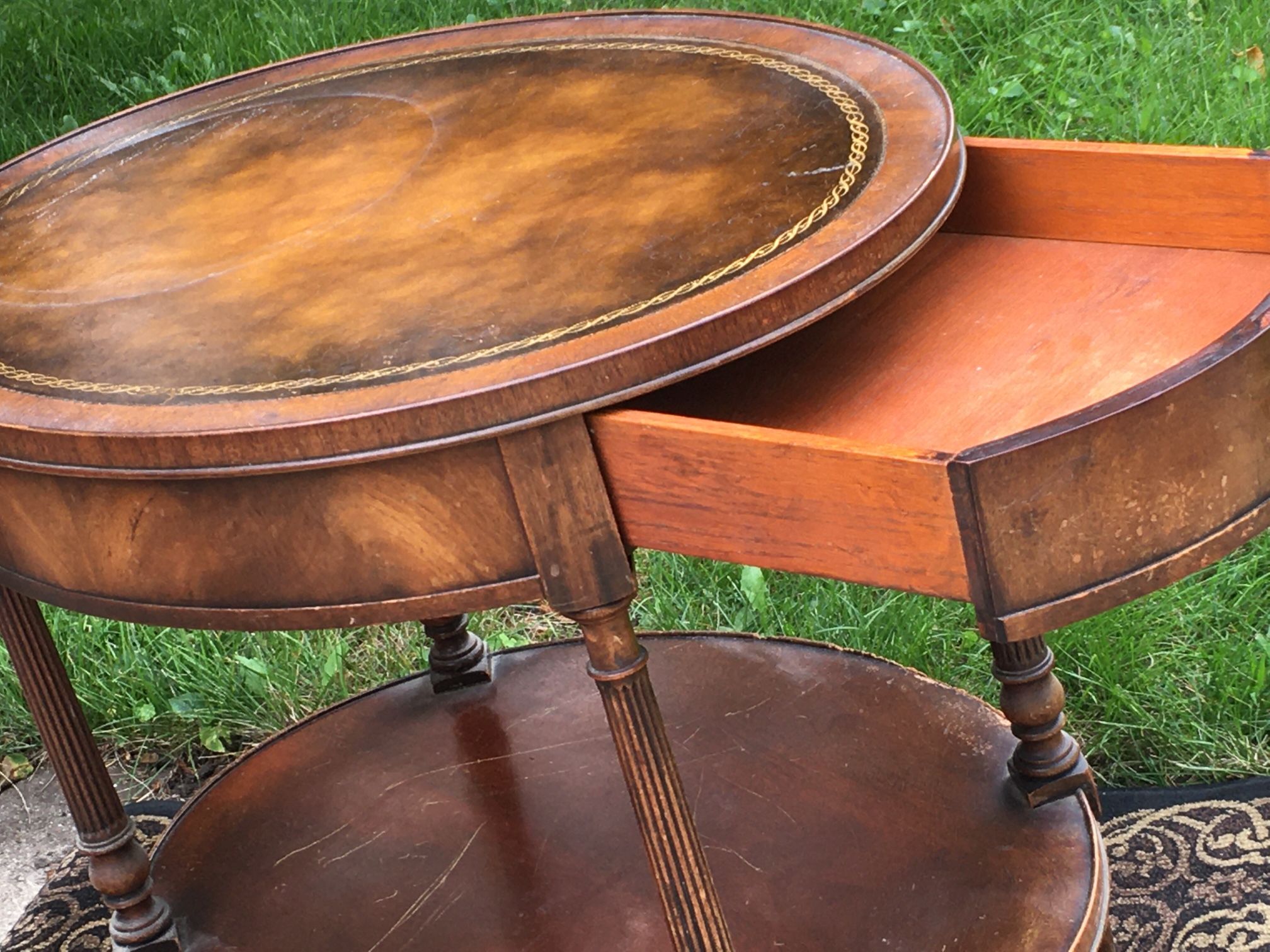 Antique Oval End Table