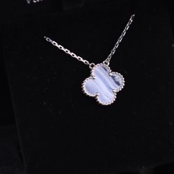 Silver purple jade marrow clover collarbone necklace