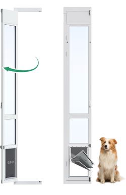3 Flap Large Dog Door for Sliding Glass Door, Openable Pet Door for Sliding Glass Doors, Adjustable 91 7/16" to 96" Slider Height-Large Tall