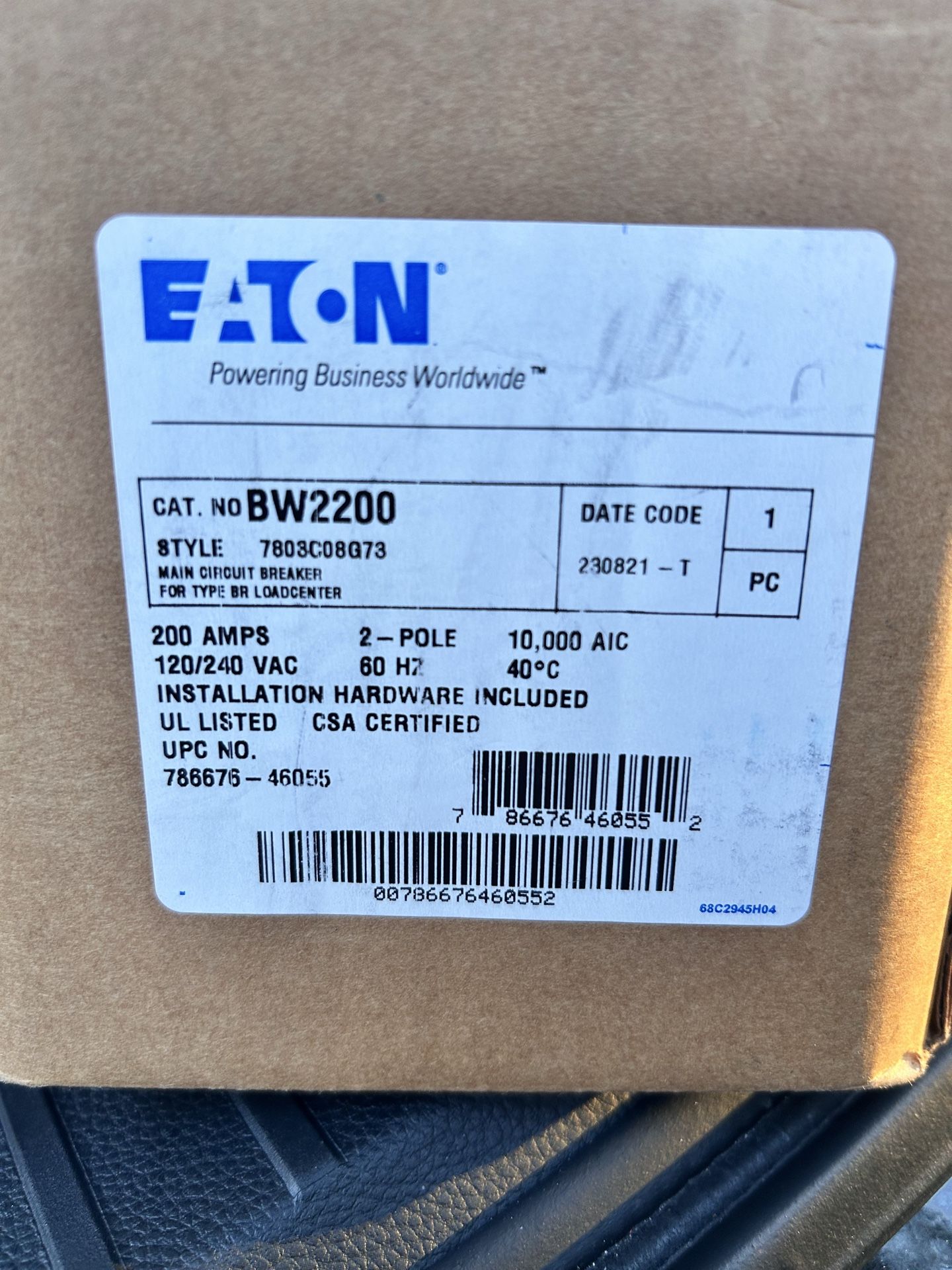 Eaton BW2200 circuit breaker