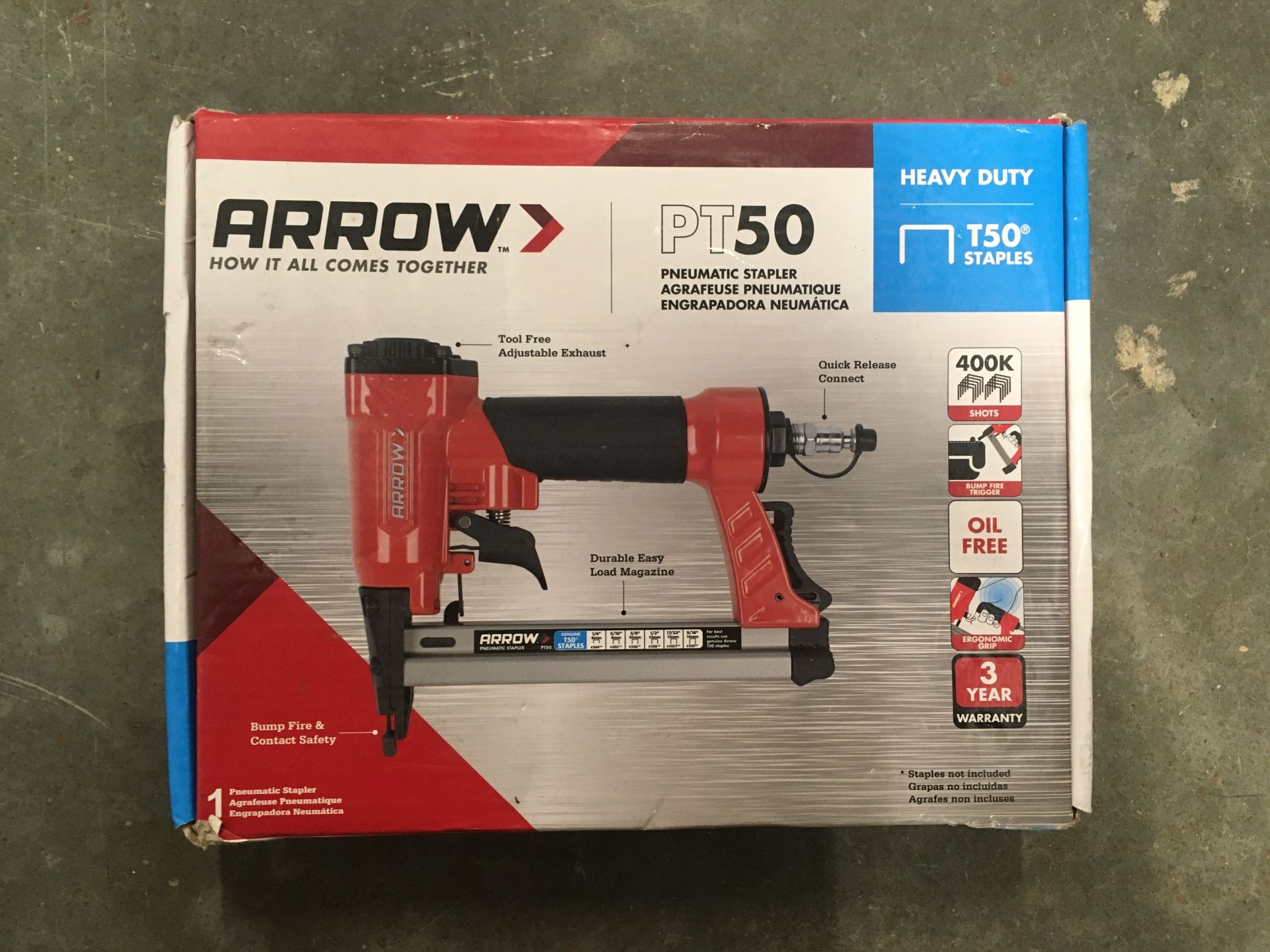 Arrow PT50 18-Gauge 3/8-in Medium Crown Finish Pneumatic Stapler