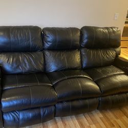 Black Leather Recliner Couch. 