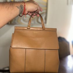 Tory Burch Block T Backpack in British Tan