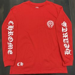 🔥 Chrome Hearts Red Long-Sleeve Pocket Tee