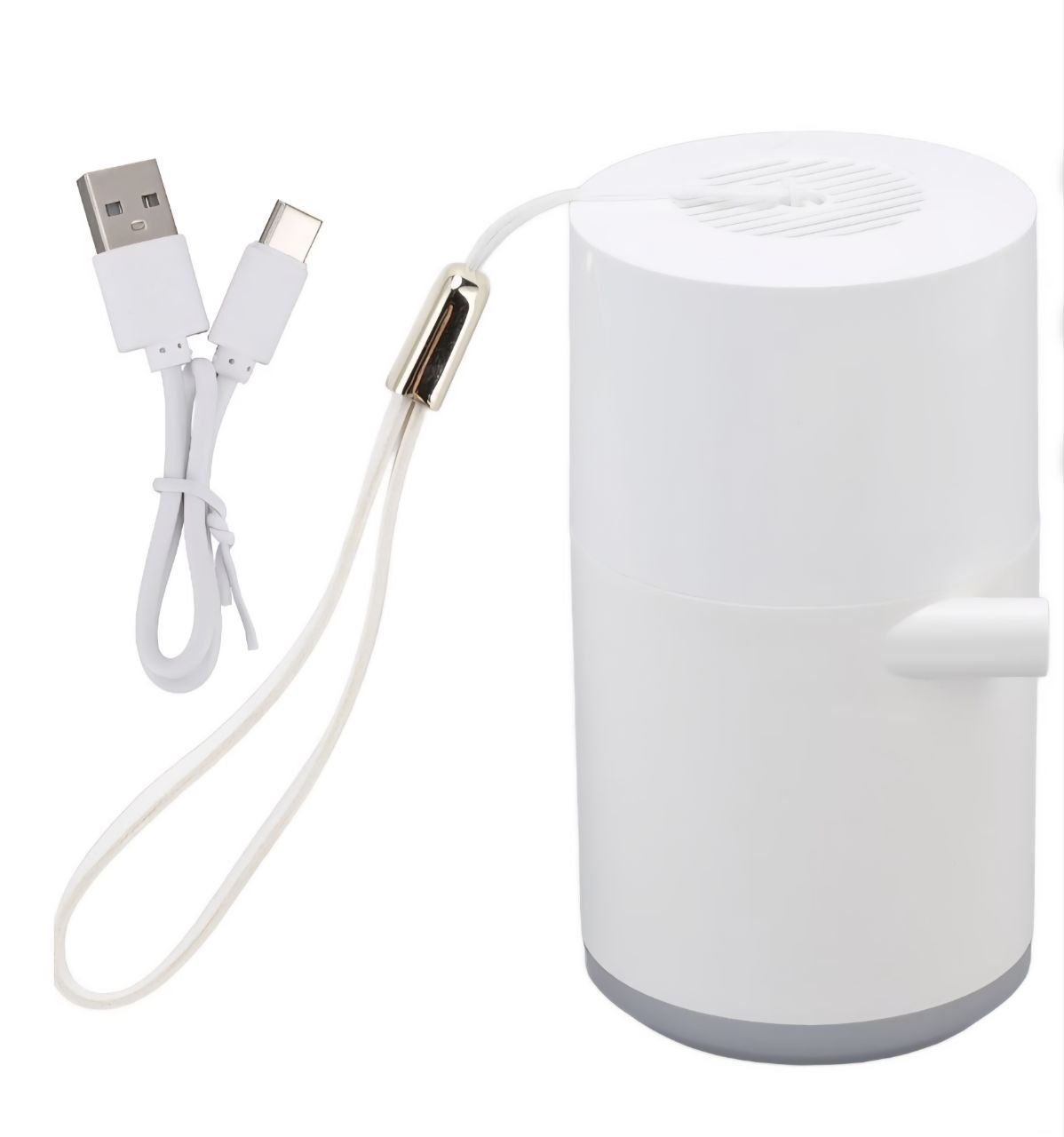 Electric Vacuum Pump USB Charging Inflatable Pump with 4 Lighting Gear for Outdoor Camping White