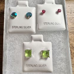 New Sterling Silver Post Earrings LOT