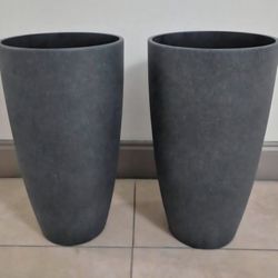 PAIR of 21" Gray Textured Resin Planters (2 for $70) @ Lasting Creations