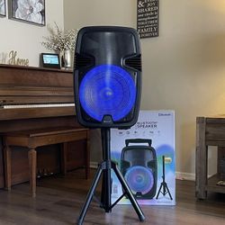 15” IQSound Bluetooth Rechargeable Speaker With Microphone and LED Lights Display .
