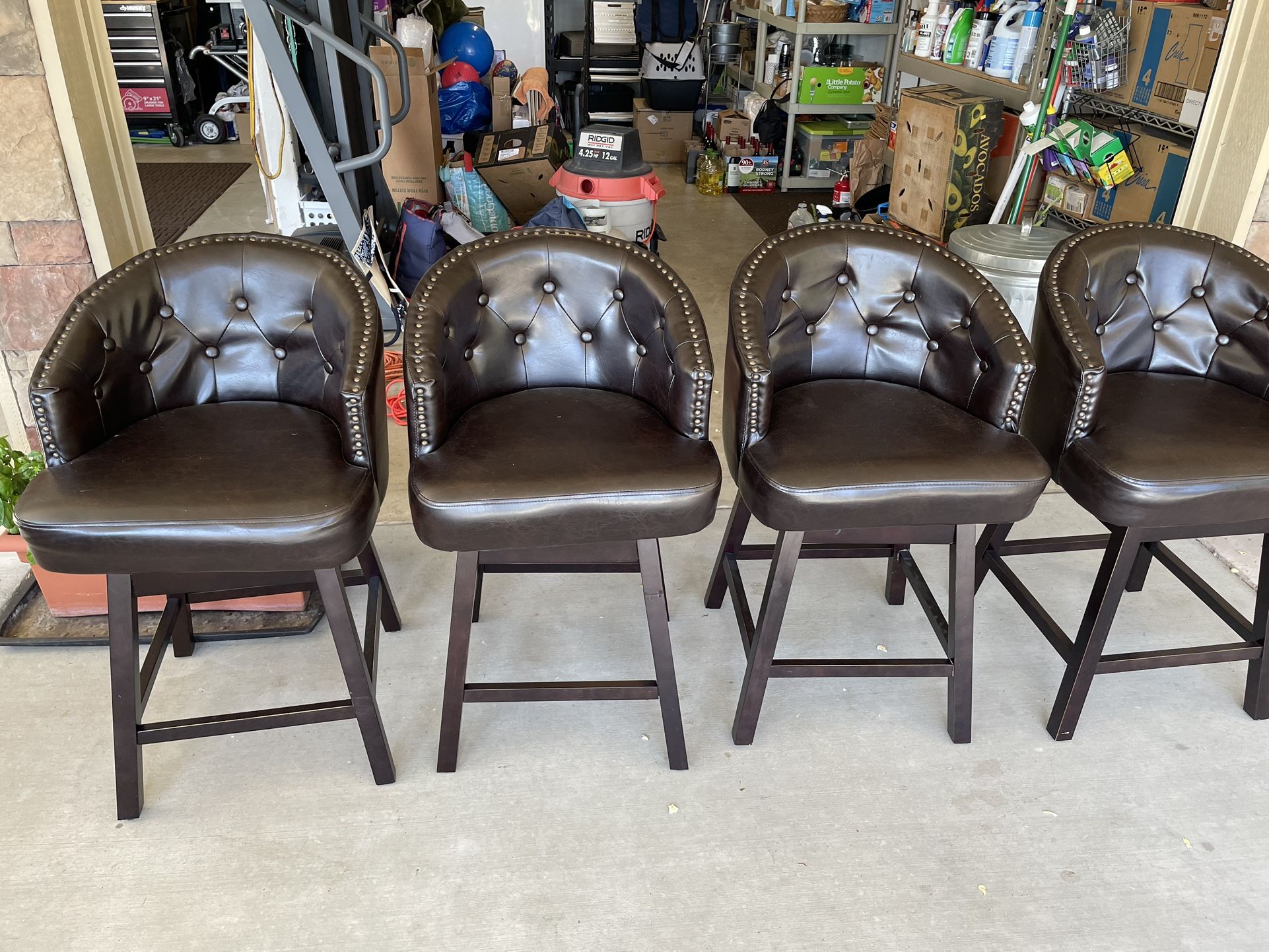 Chestnut Vinyl Leatherette Swivel Bar Stools