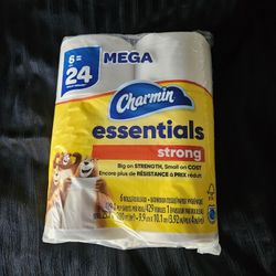 $5 Each (2 Available) Charmin Essentials Strong 6=24 Roll Toilet Paper 