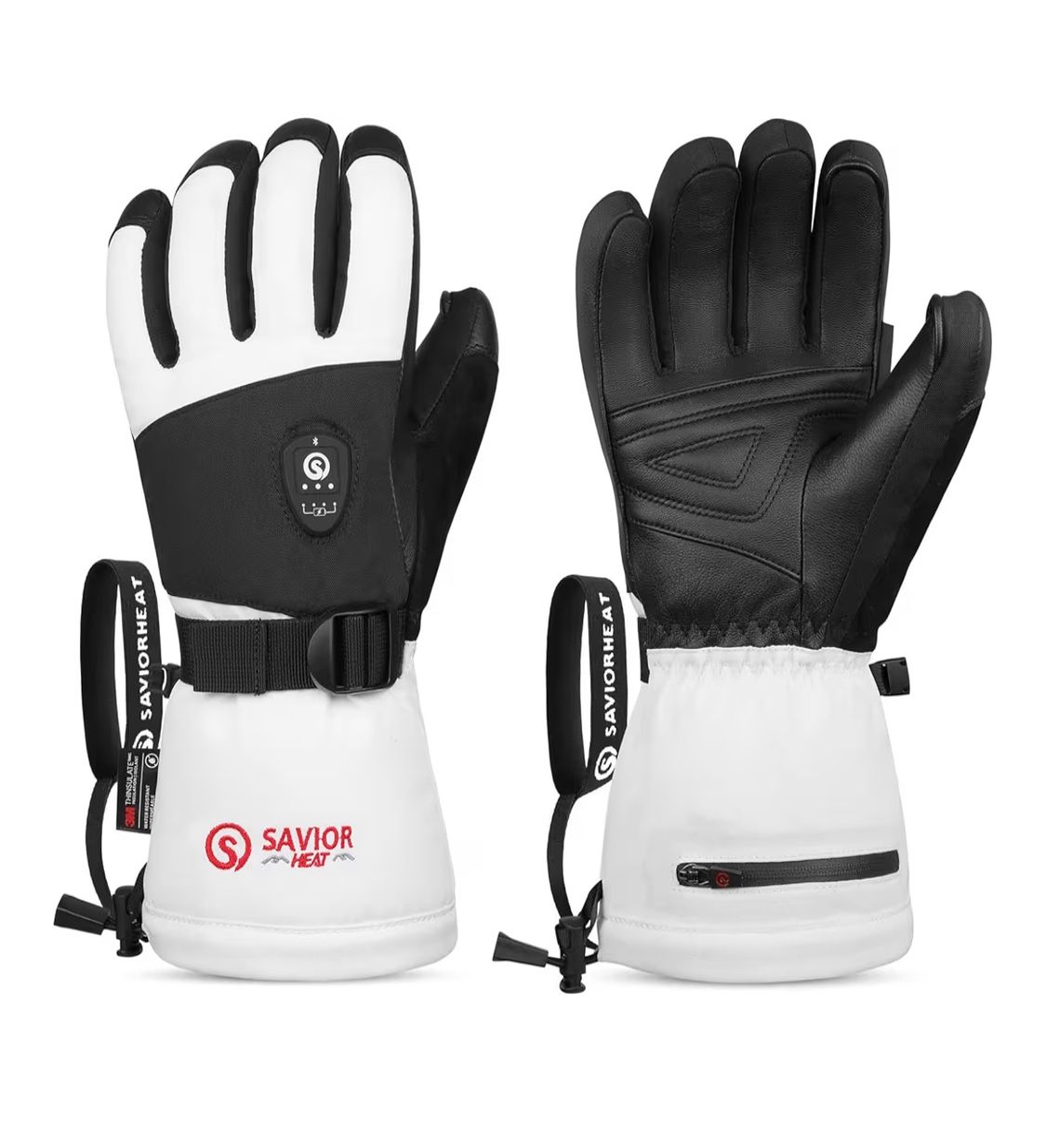 SAVIOR HEAT Heated Ski Gloves 2.0 for Men Women 7.4V 3000mAh Fast Charging Electric Rechargable Batteries 3M Thinsulate Waterproof Touchscreen Bluetoo