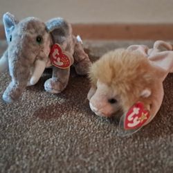 Beany Babies-Lion & Elephant 