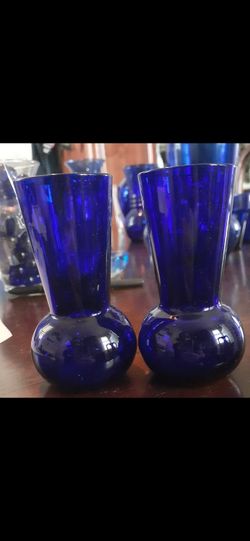 3 Blue Glass Cordial/Shot Glasses