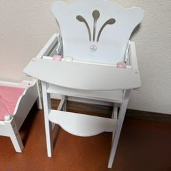 Wooden Doll Bed and High Chair - KidKraft