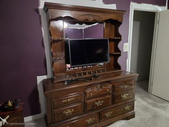 Vintage Solid Wood 4 Piece Bedroom Set – Dresser, Highboy & Nightstands