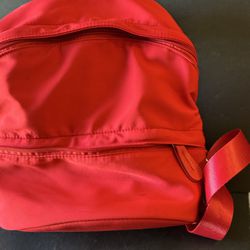  Red Nylon Backpack with zipper compartments -excellent like new