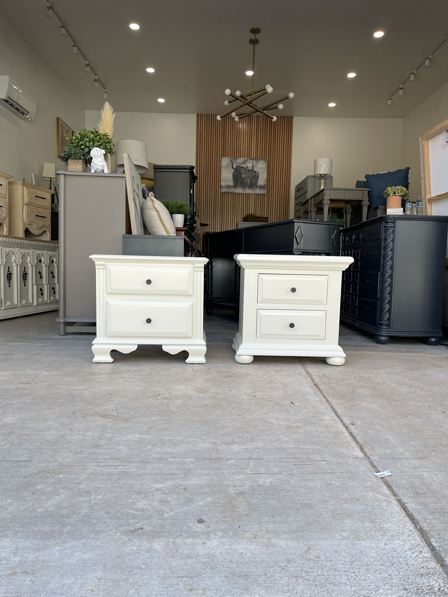 White Solid Wood Side table