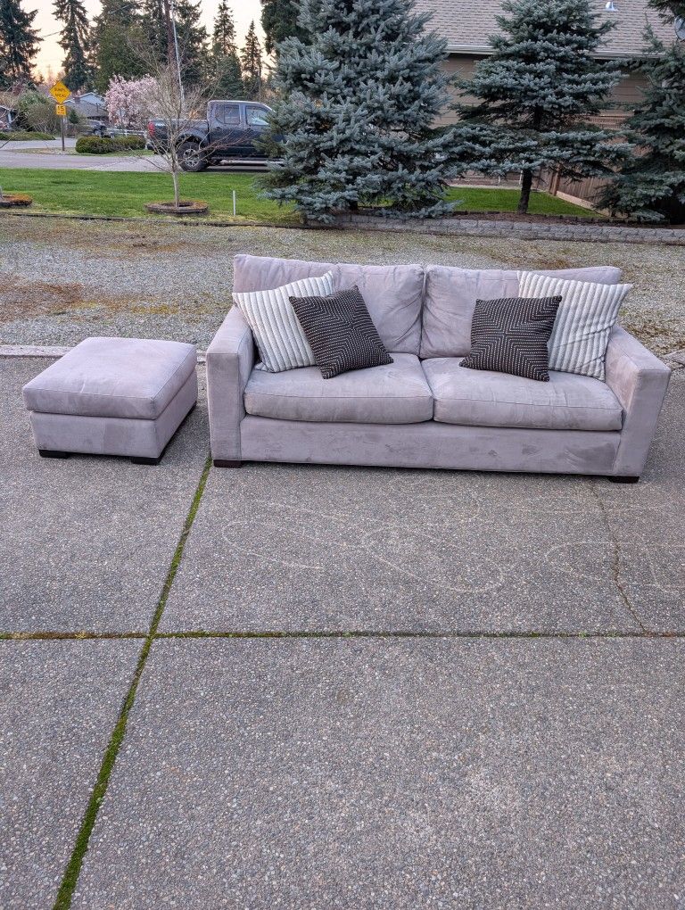 Crate & Barrel Axis II 88" Sofa + Ottoman (Nickel)
