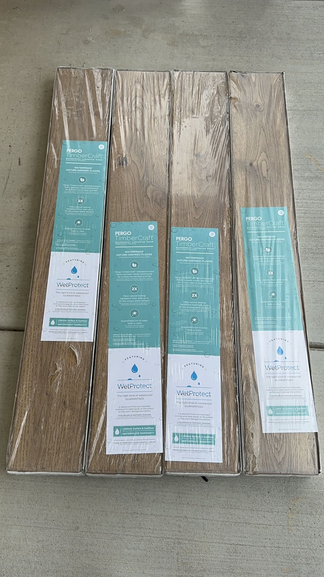 Brand New Pergo TimberCraft + WetProtect Brier Creek Oak Waterproof Wood Plank Laminate Flooring