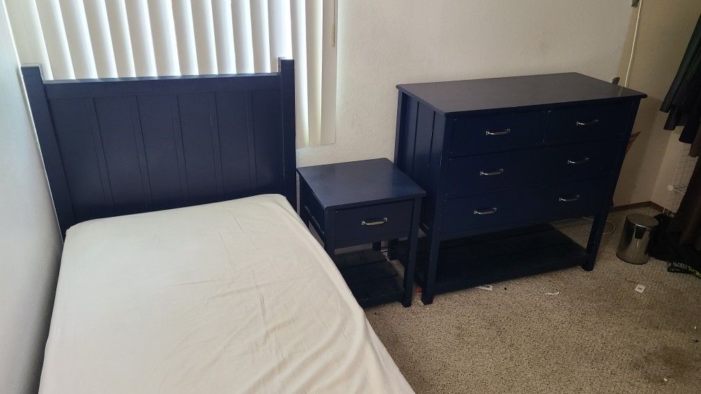 Pottery Barn furniture set - twin bed, nightstand, dresser