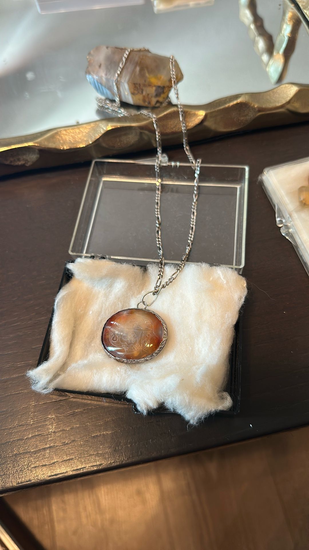 Necklace Antique Silver With Agate Sulimani