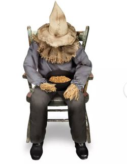 Sitting Scarecrow Candy Bowl Halloween Animatronic 