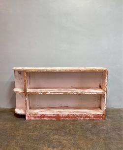 Custom Antiqued Mid-Century Wood Bookshelf