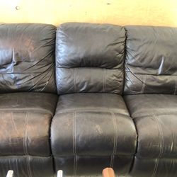 Leather Sofa Recliner Brown 