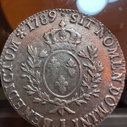 French 1789 Louis XVI 1/5 Ecu silver coin.  