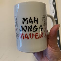 Vintage Mah Jongg Maven White Porcelain Coffee Tea Mug Cup Coral Springs 33071