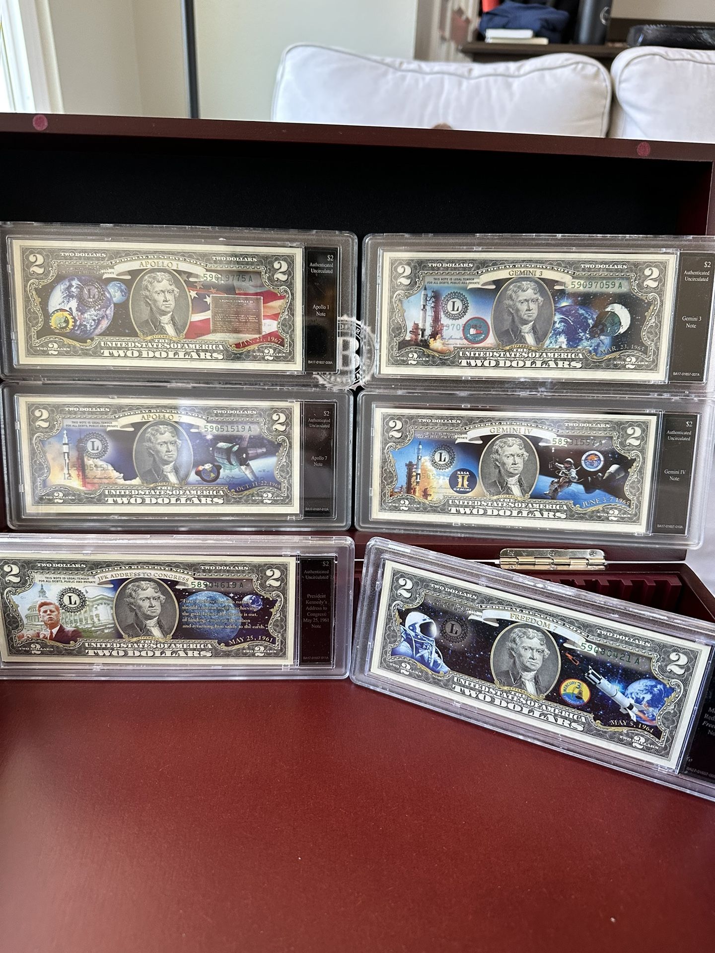 Bradford Exchange Colorized Uncirculated $2 Bill Collection — In Wooden ...