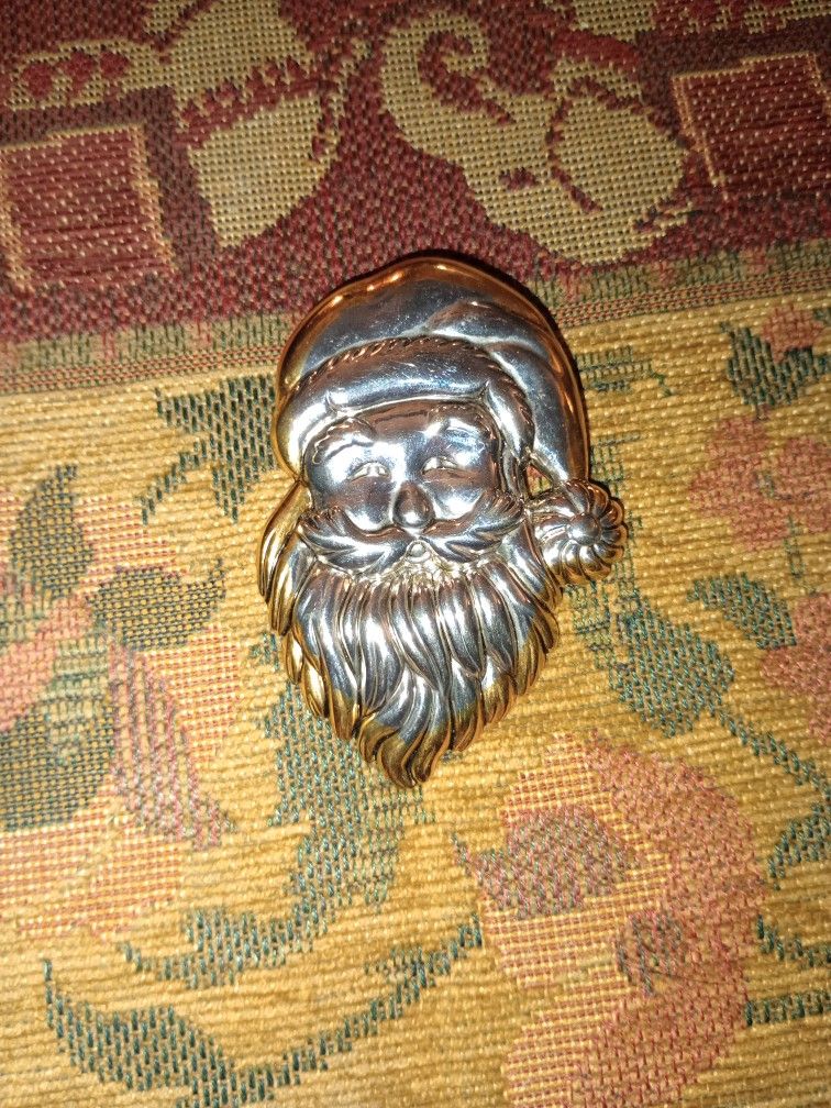 Vintage 3 Inch Two-tone Santa Brooch Pendant Marked Best