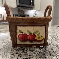 Vintage Basket With Apple Print 