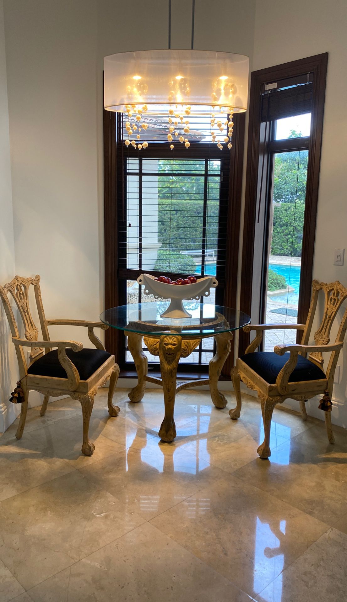 Rare pinewood carved table with four chairs Home & Garden