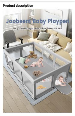Large Gray Baby Play Pen 74x50
