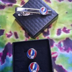 Grateful Dead Steal Your Face Cufflink And Tie Clip Combo