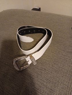 Faux Leather Belt w/Diamond Studded Buckle 