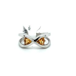 925 Sterling Silver Womens Gemstone 2 Triangle Citrine Ring Size 7 4.10grams 160910 6