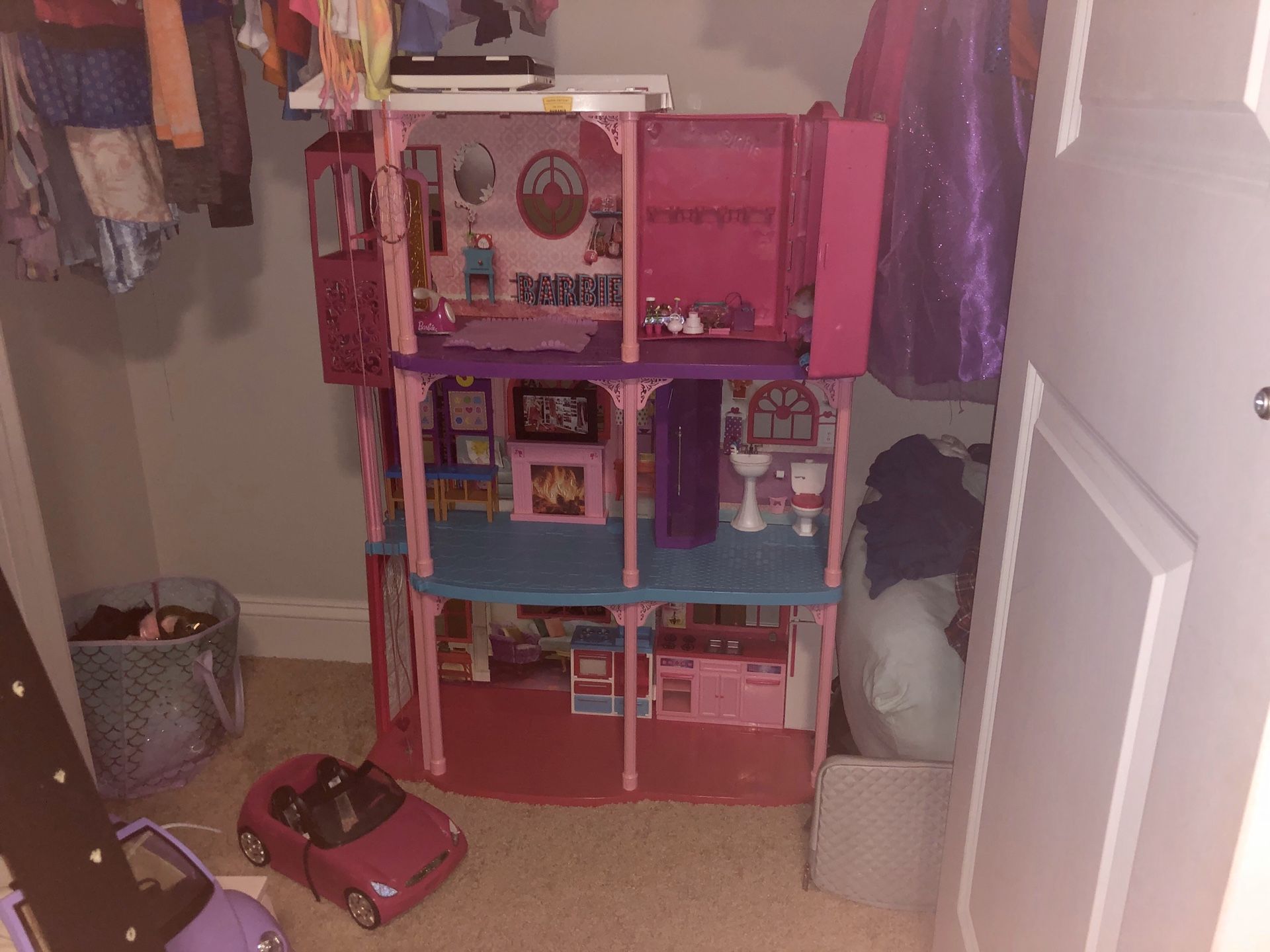 Barbie dream house and dolls