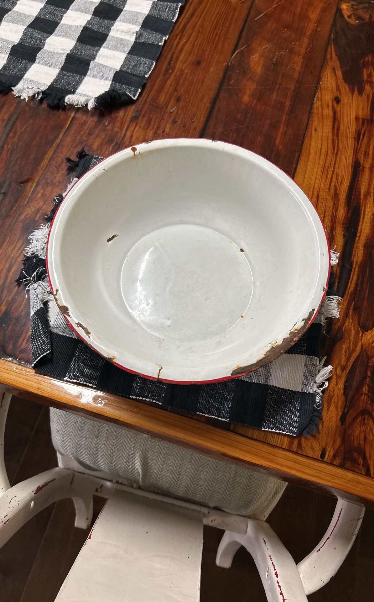 Vintage Porcelain Metal Bowl