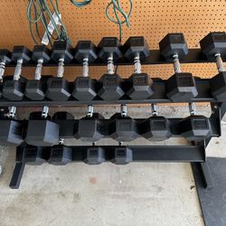 5-50lbs Dumbbells w/Rack 
