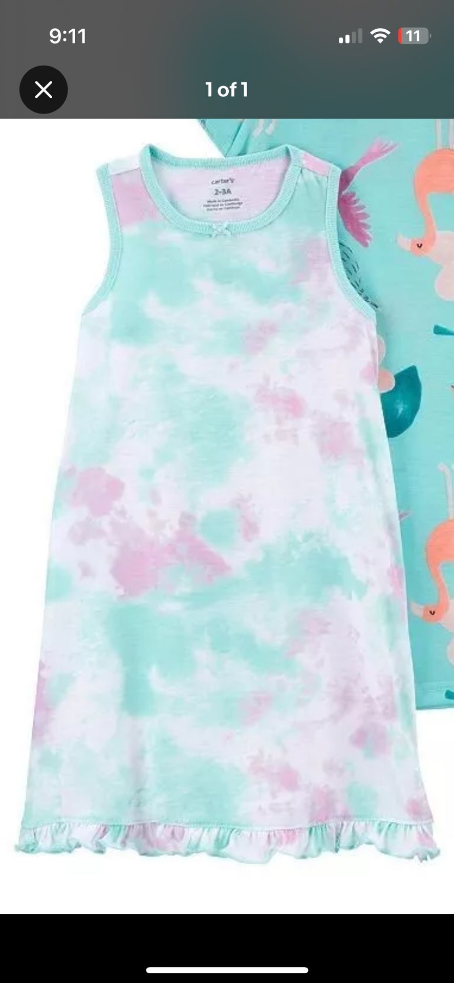 Carter’s Tie-Dye 4T nightgown Night Gown Pajamas Dress Girls