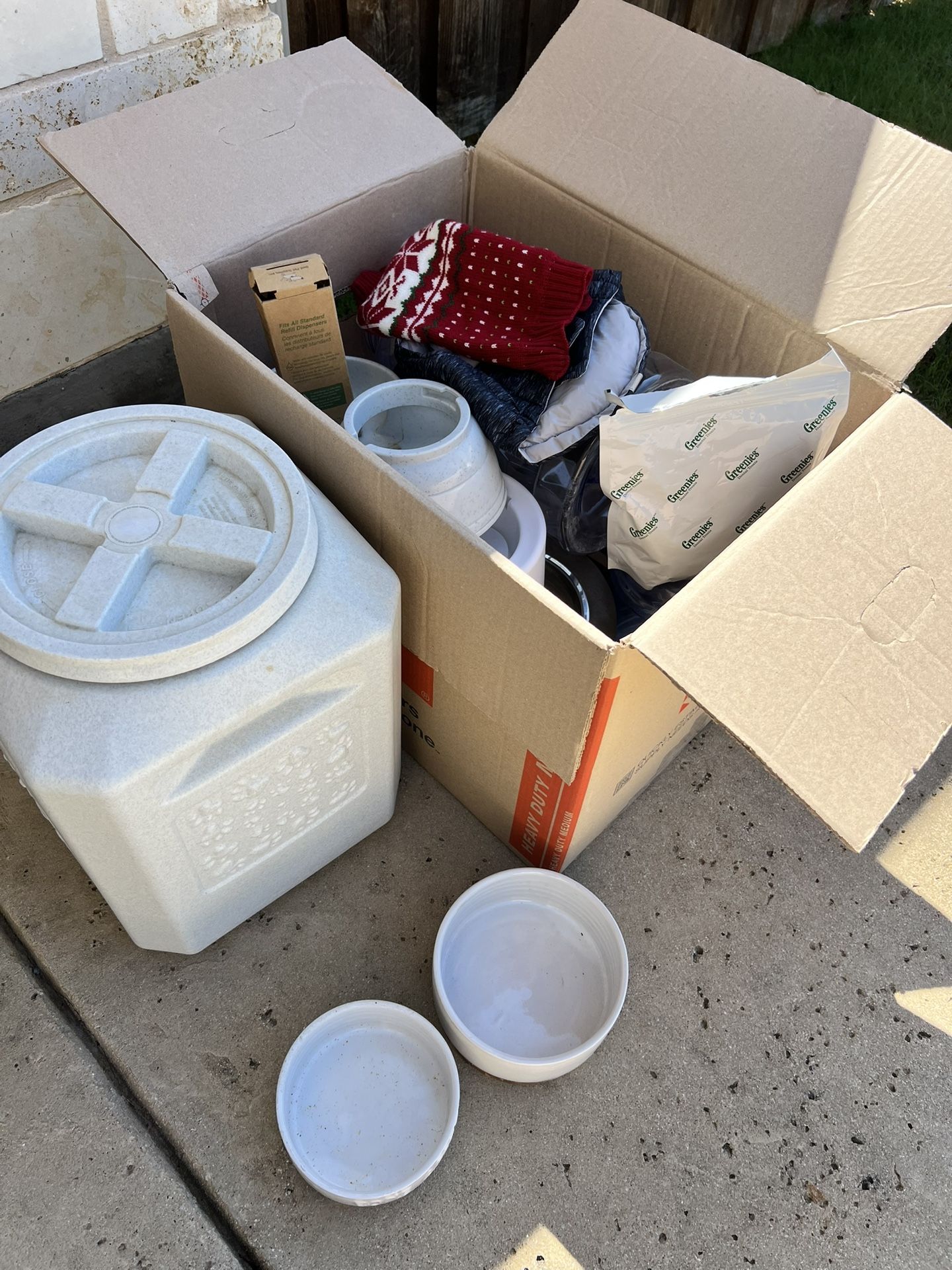 Dog Crate with new cover plus other items