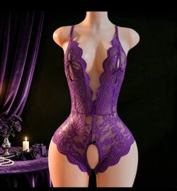 Large -xl Purple Lace Lingerie Bodysuit